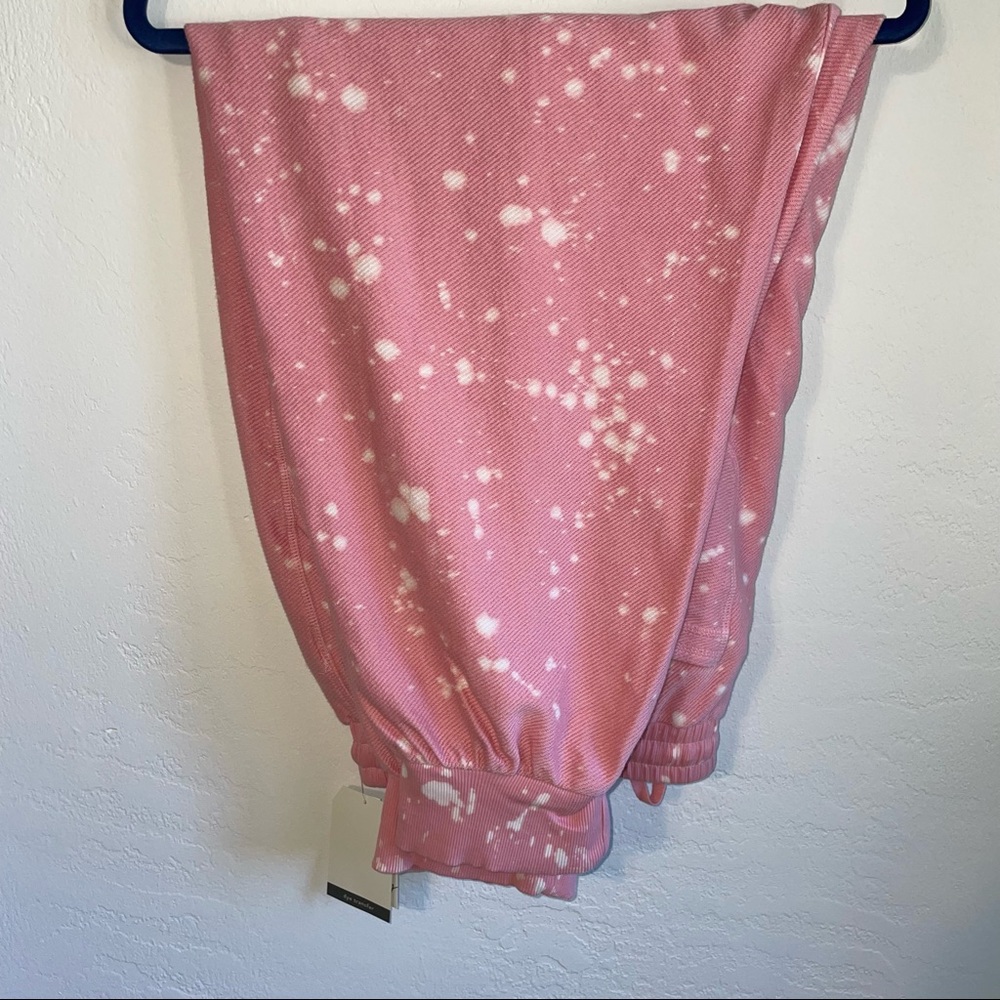 BELK. studio pink lounge pants with bleach splatter comfy lounge pants.